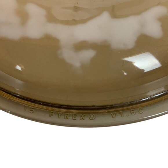 Vintage Vision Corning 7 inch Amber Glass Skillet Waffle Bottom Pyrex Lid - Picture 9 of 9